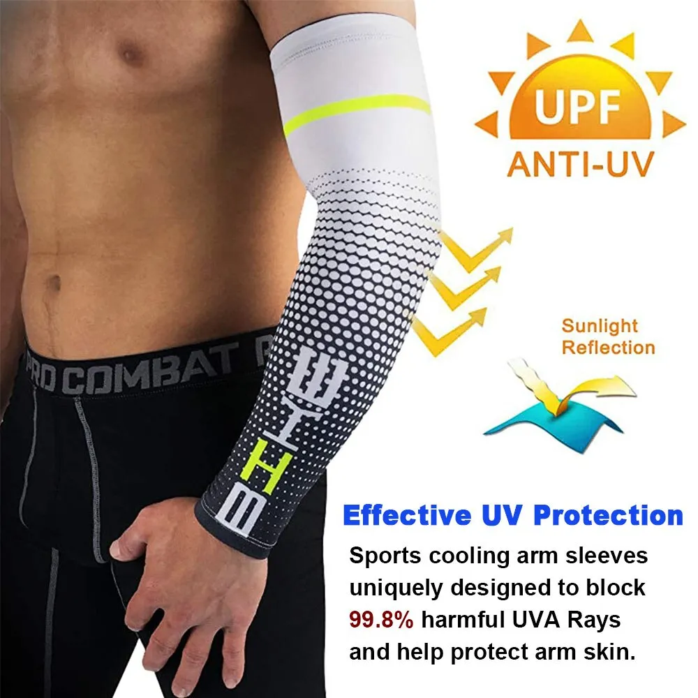 1 Pair Uv Sun Protection Cooling Arm Sleeves for Running Cycling Basketball