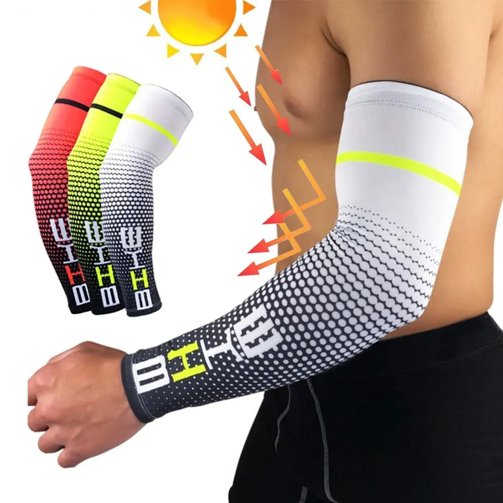 1 Pair Uv Sun Protection Cooling Arm Sleeves for Running Cycling Basketball