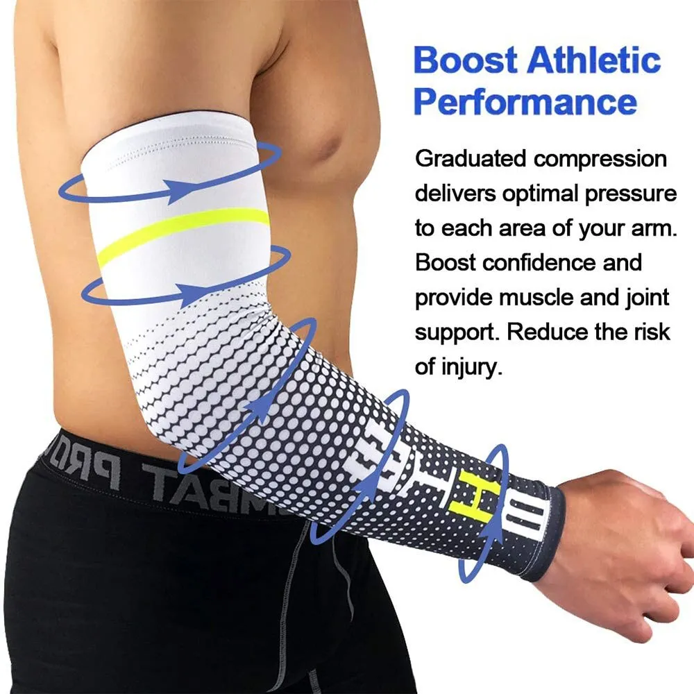 1 Pair Uv Sun Protection Cooling Arm Sleeves for Running Cycling Basketball