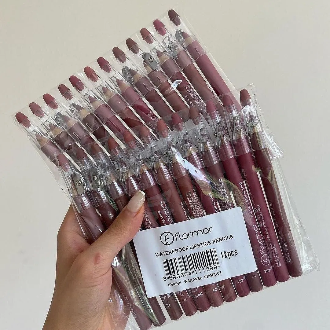 12pcs Flormar Jumbo Lip Liner Pencils Waterproof & Long-lasting