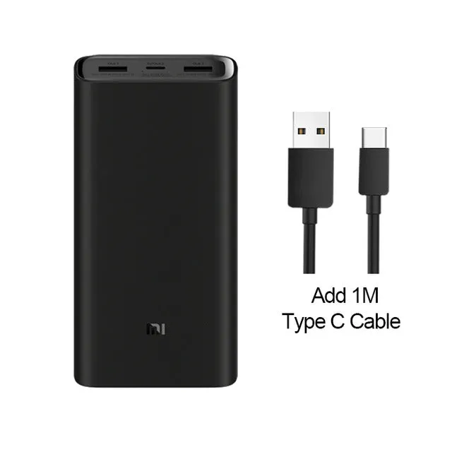 2019 NEW Xiaomi mi Power Bank 20000mAh 3 USB-C 45W Three Ports Output PD Quick Charger Powerbank Xiaomi 2C External Battery Pack