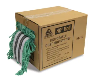 40' Roll of Green Disposable Dust Mops with Velcro Backing