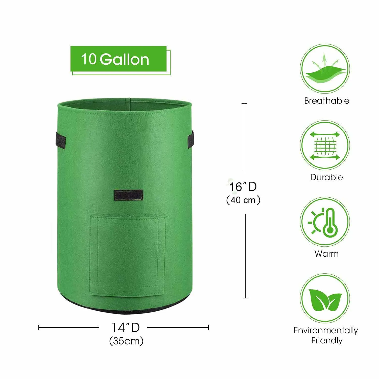 5-Pack | 10 Gallons Plant Grow Bag | Potato Container Pots with Handles | Garden Planter