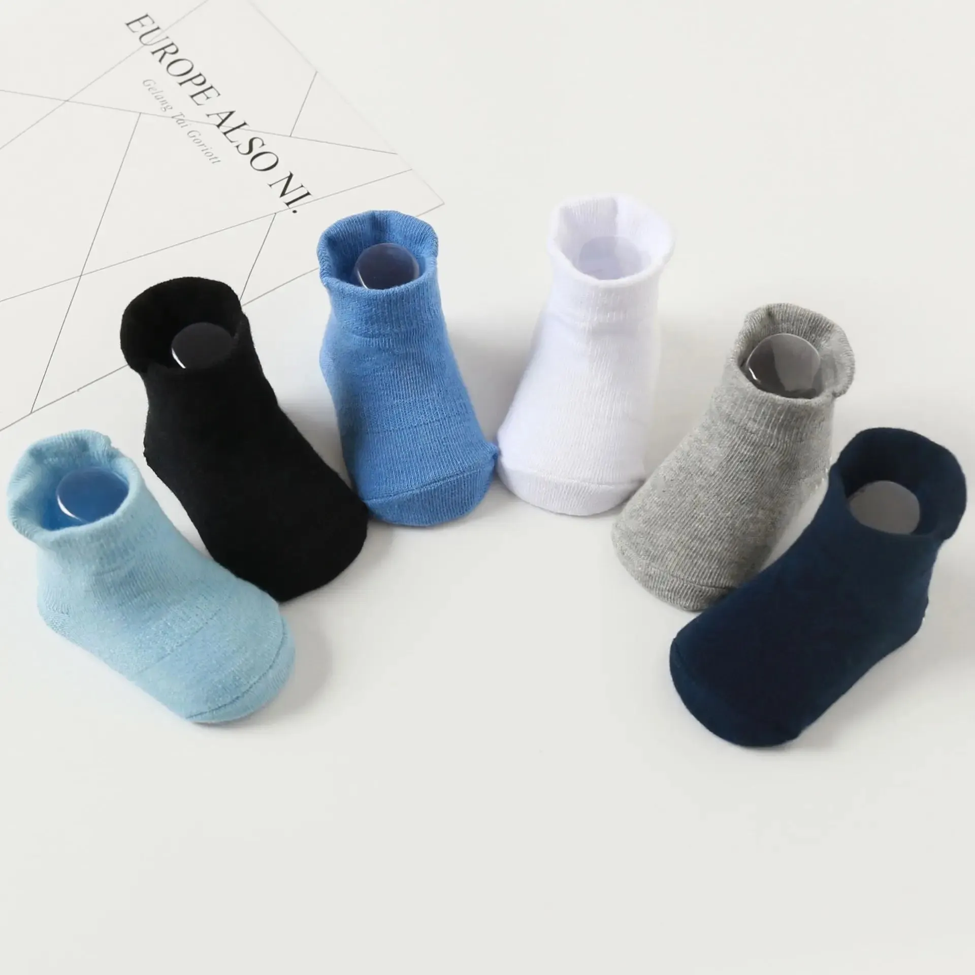 6 Pairs Cotton Baby Anti Slip Socks for Boys Girls Low Cut Floor Toddler Sock with Rubber Grips 0 1 Years