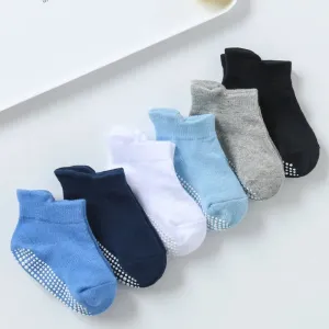 6 Pairs Cotton Baby Anti Slip Socks for Boys Girls Low Cut Floor Toddler Sock with Rubber Grips 0 1 Years
