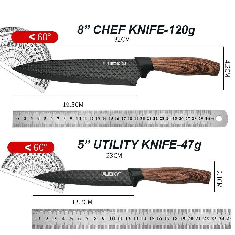 6-Piece Kitchen Knife Set | Everich Chef Knives | Stainless Steel | Nonstick | Scissor Cutting Board