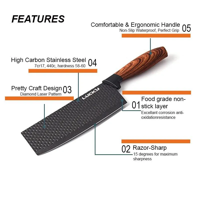 6-Piece Kitchen Knife Set | Everich Chef Knives | Stainless Steel | Nonstick | Scissor Cutting Board