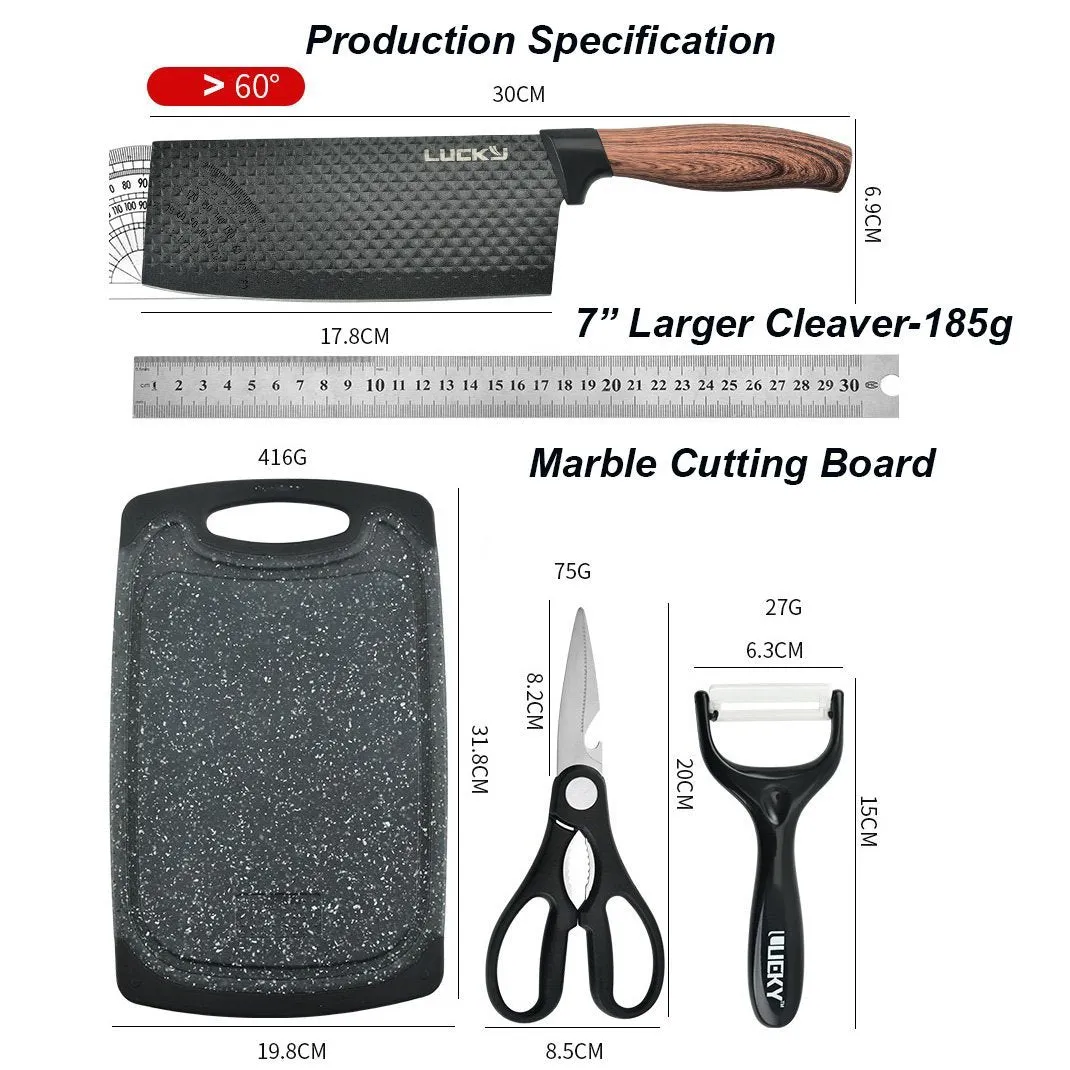 6-Piece Kitchen Knife Set | Everich Chef Knives | Stainless Steel | Nonstick | Scissor Cutting Board