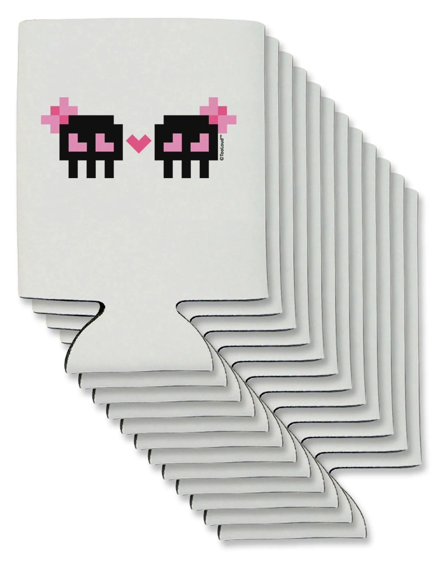 8-Bit Skull Love - Girl and Girl Can / Bottle Insulator Coolers
