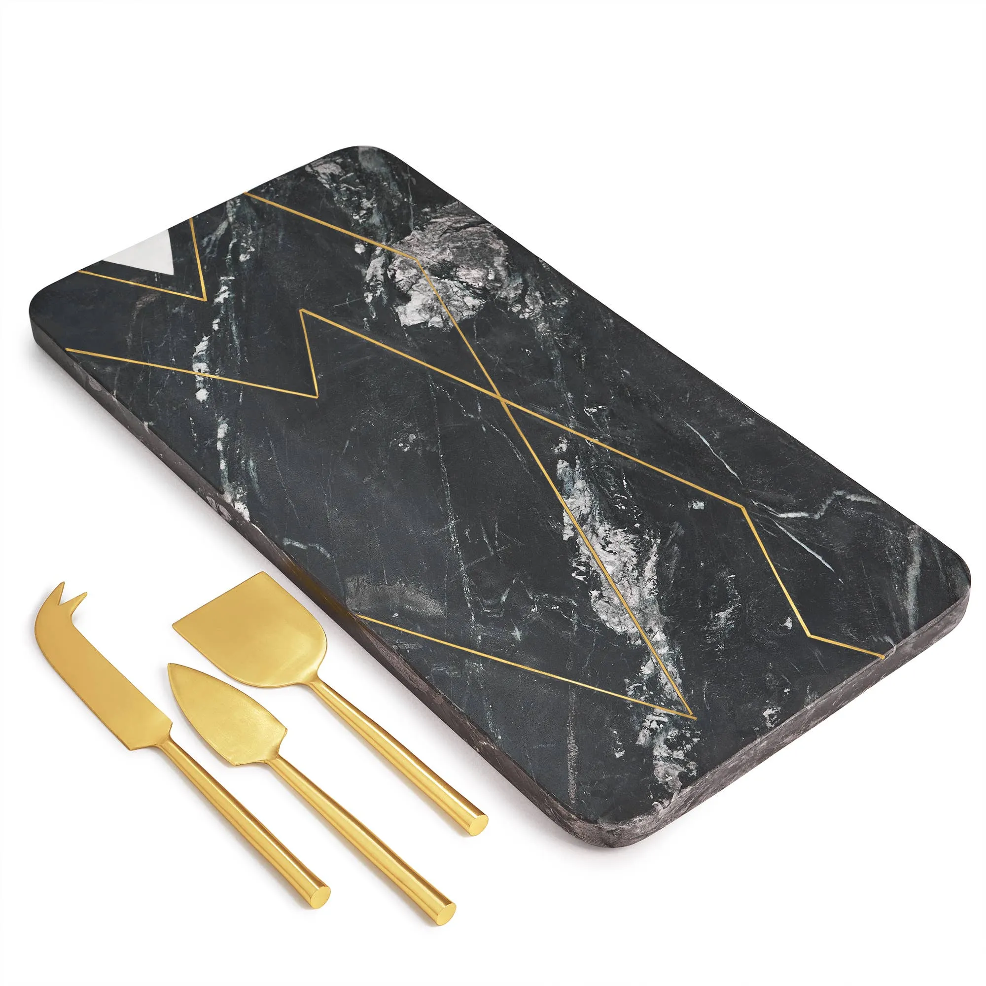 Ambrosia Marble Serving Board with Knives