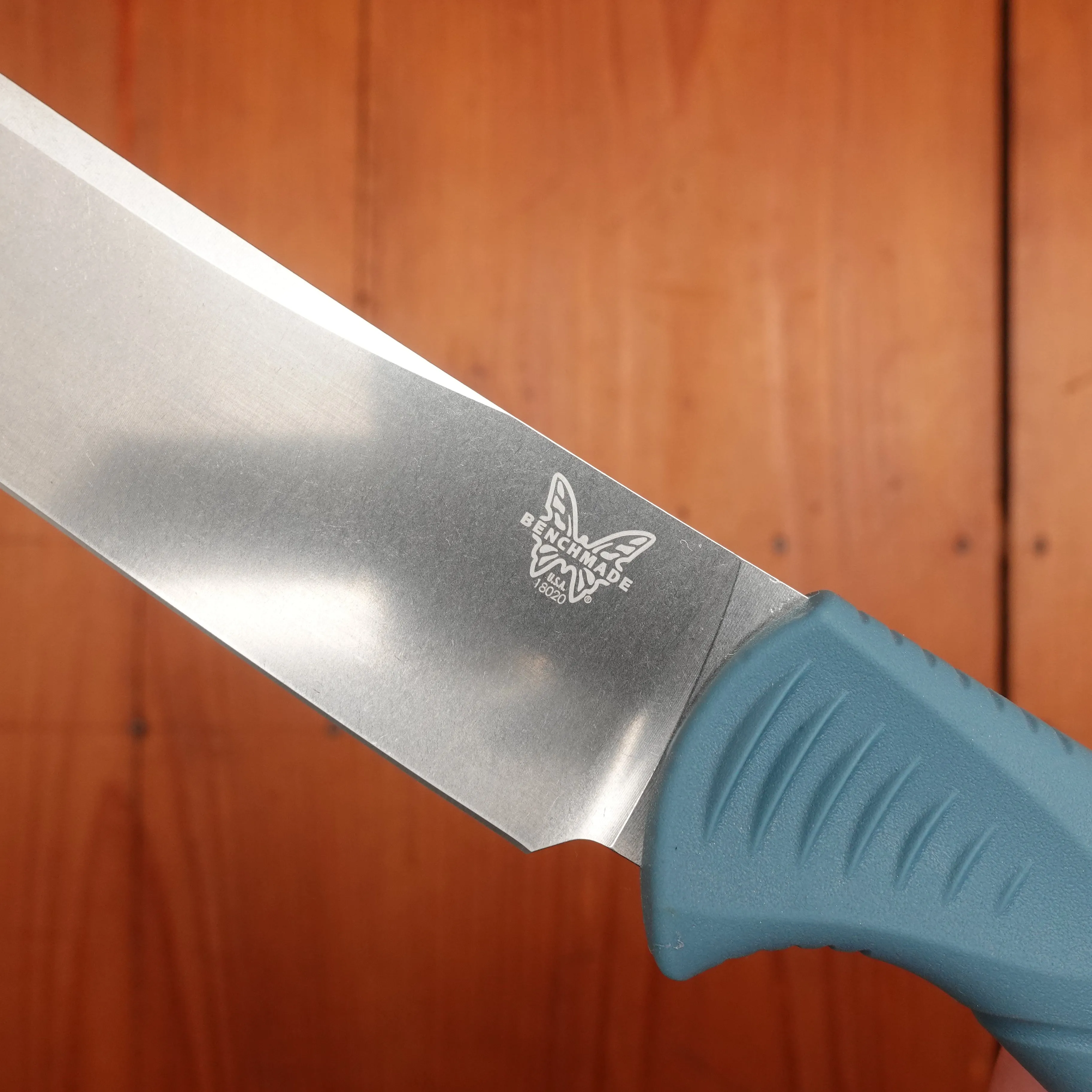 Benchmade 18020 Fishcrafter 9” Trailing Point CPM-Magnacut Fixed Blade Depth Blue Santoprene with Sheath