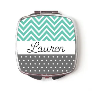 bridesmaids gift mint gray wedding - Custom Bridesmaid Gifts Personalized Pocket Compact Mirror