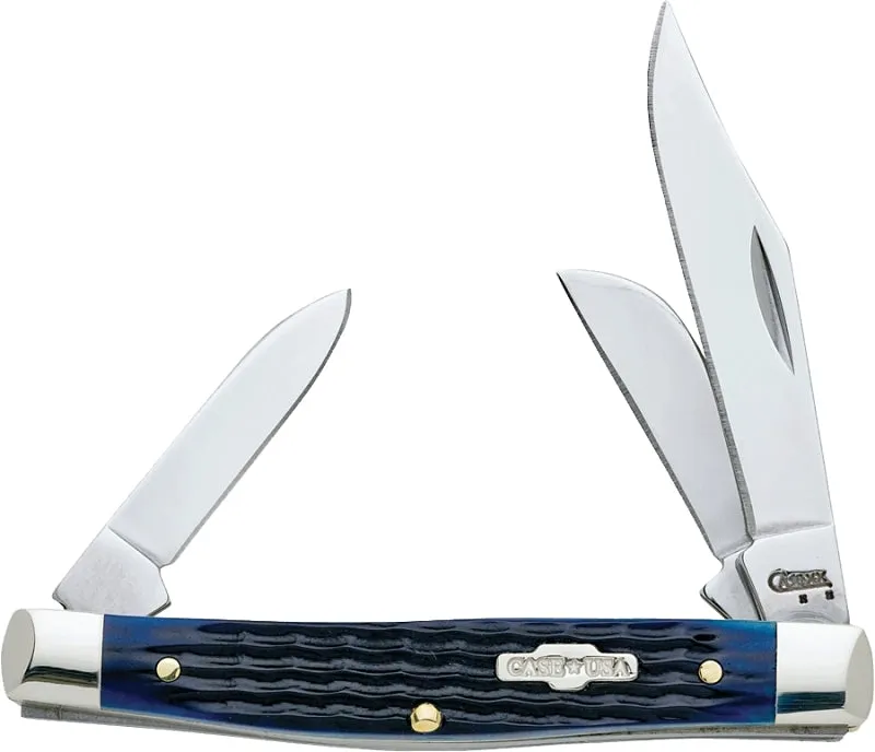 CASE 02806 Folding Pocket Knife, 2.42 in Clip, 1.58 in Sheep Foot, 1.57 in Pen L Blade, 3-Blade, Blue Handle :EA: QUANTITY: 1
