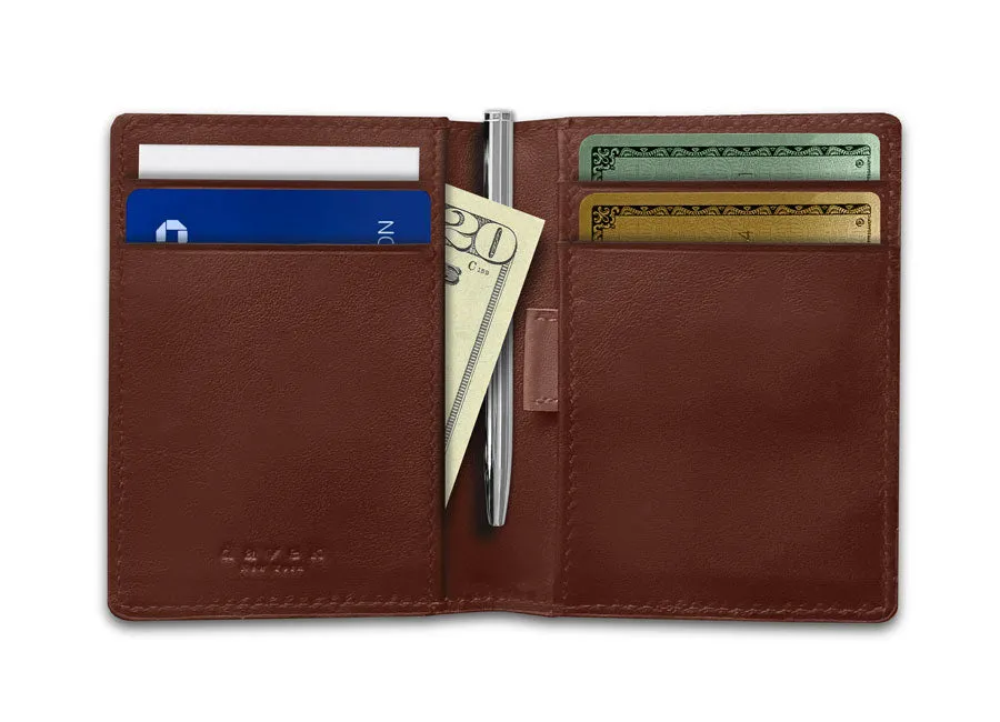 DAVEK SLIM FOLD with mini pen & pull tab - BROWN