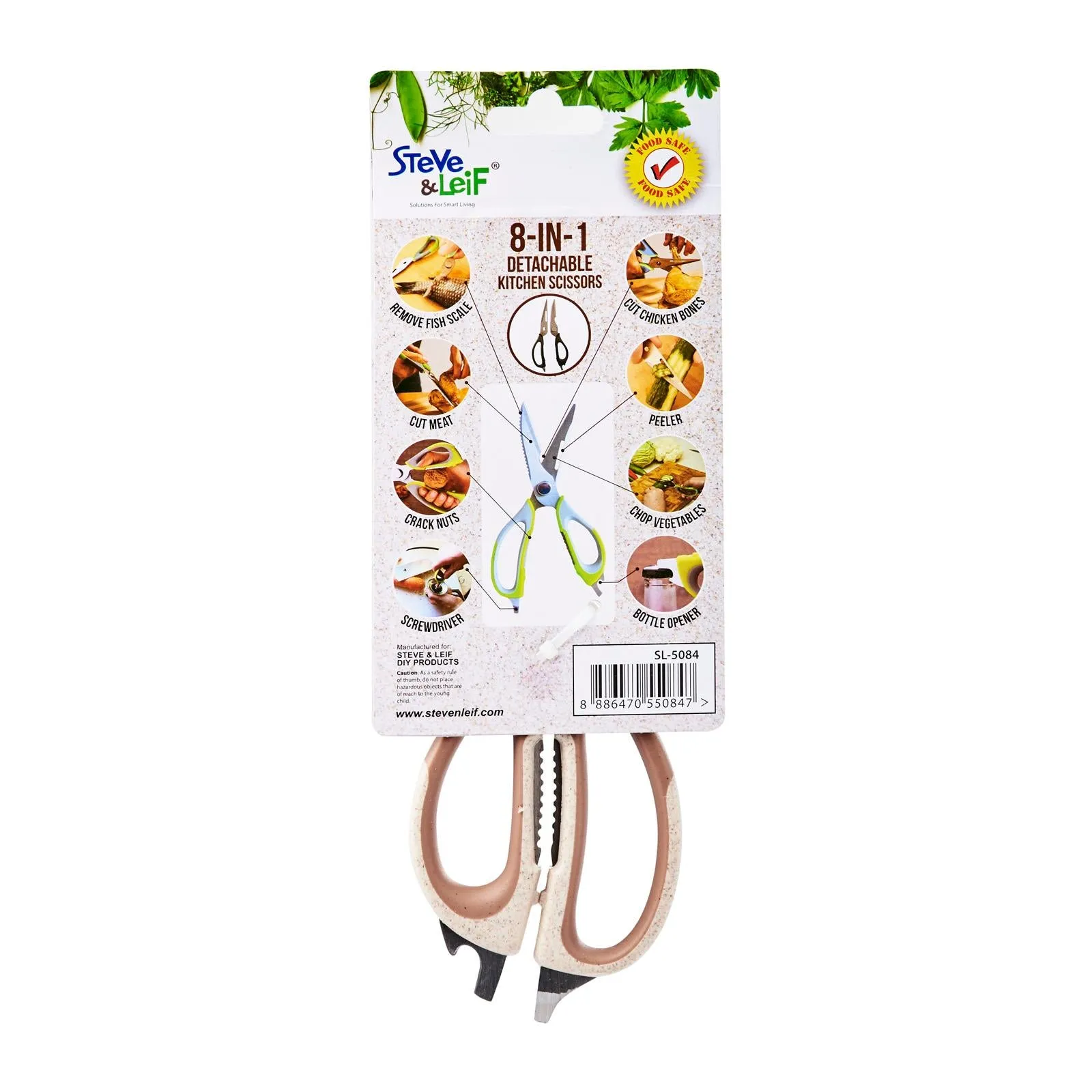 Detachable 8 Inch (8-In-1) Multi-Purpose Kitchen Scissors