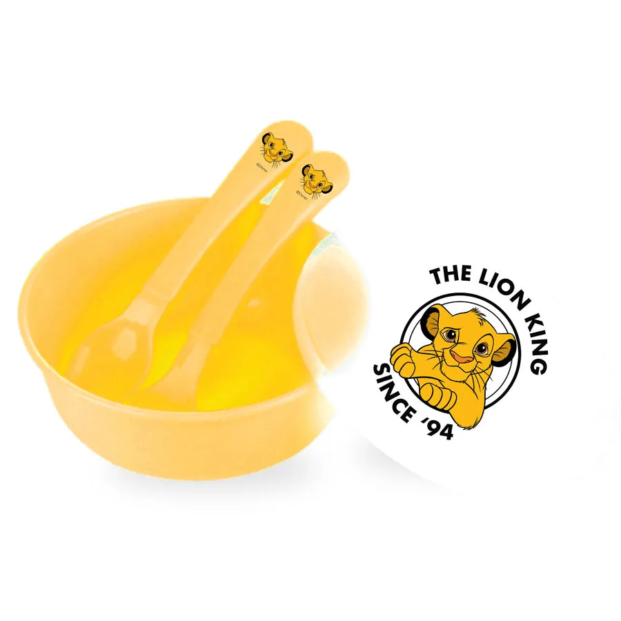 Disney - Baby 3Pcs Feeding Set, Bowl, Spoon And Fork - Lion King (Yellow)