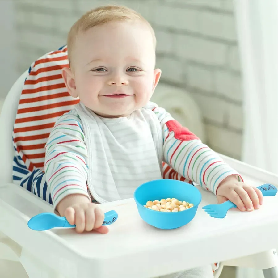 Disney Baby Feeding Set Bowl Spoon and Fork Mickey Mouse Pack of 3 (Blue)