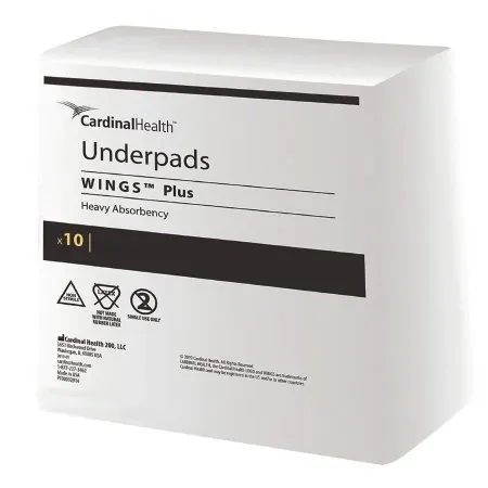 Disposable Underpad Wings™ Plus 30 X 30 Inch Fluff / Polymer Heavy Absorbency - Cardinal  Mfr# 9173