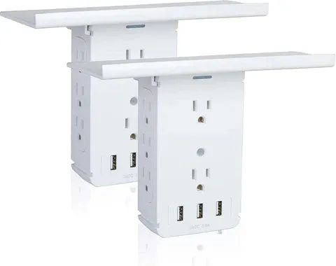 E-Macht Wall Outlet Extender-2 Pack Surge Protector Multifunctional Outlet Wall Plug with 3 USB Ports