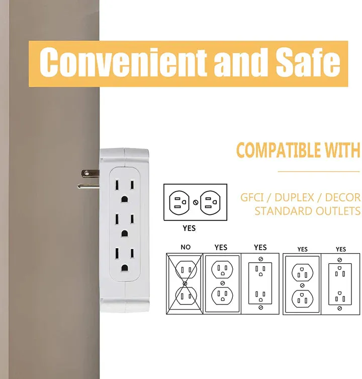 E-Macht Wall Outlet Extender-2 Pack Surge Protector Multifunctional Outlet Wall Plug with 3 USB Ports