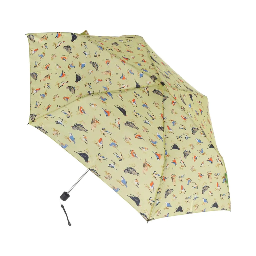 Eco Chic Foldable Mini Umbrella Green Wild Birds