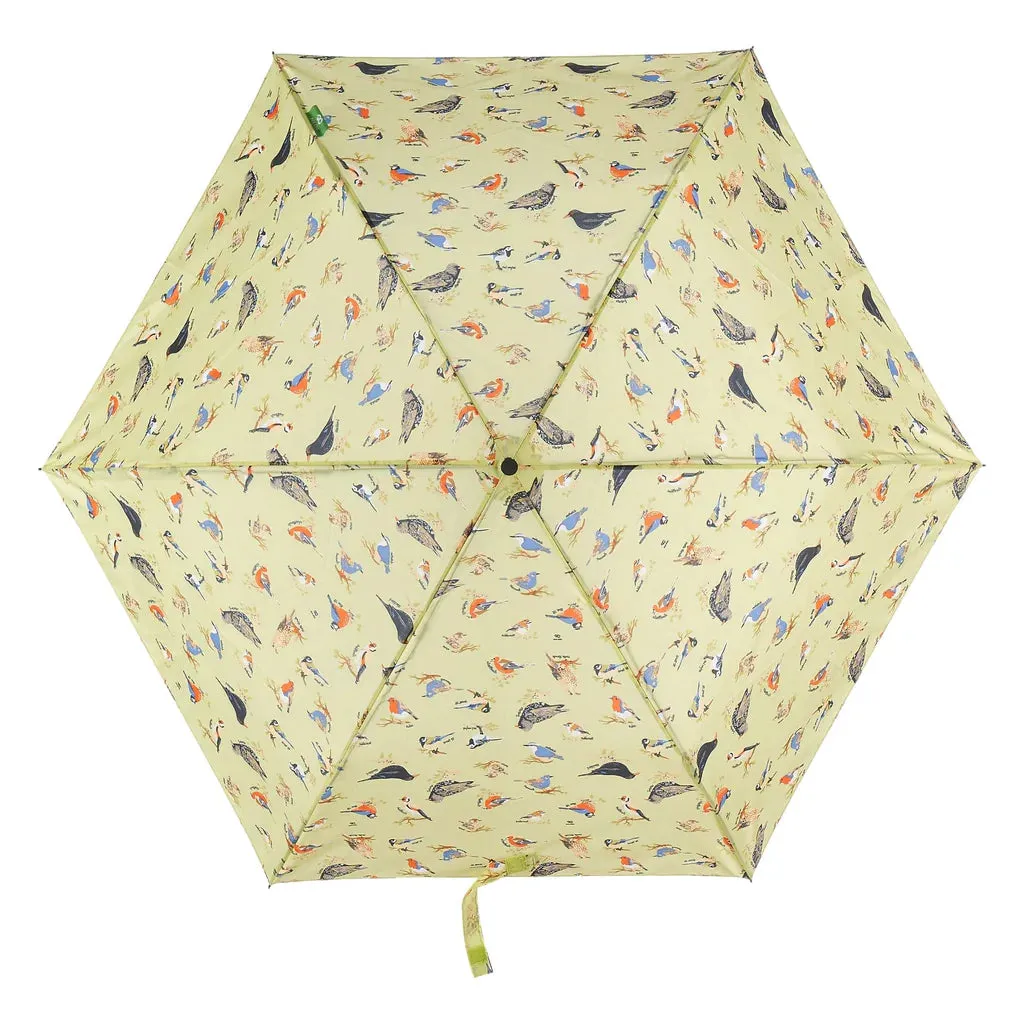 Eco Chic Foldable Mini Umbrella Green Wild Birds