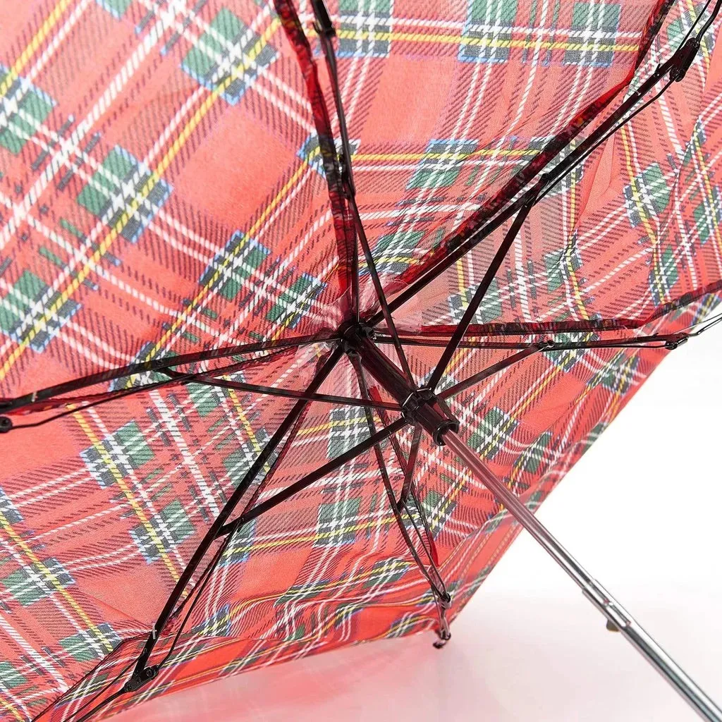 Eco Chic Foldable Mini Umbrella Tartan Red
