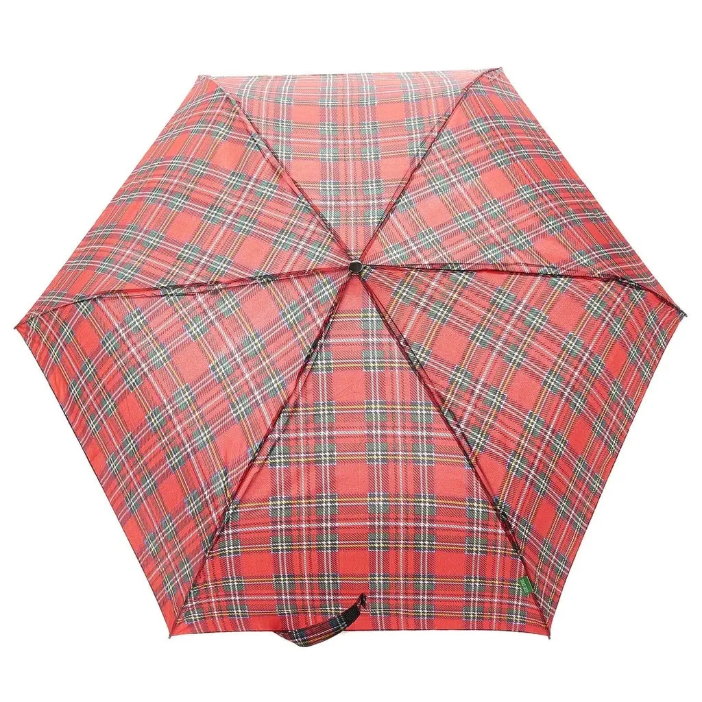Eco Chic Foldable Mini Umbrella Tartan Red
