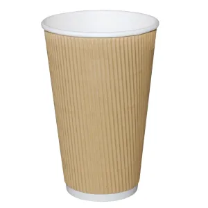 Fiesta Ripple Wall Takeaway Coffee Cups Kraft 455ml / 16oz (Pack of 500) - GF024