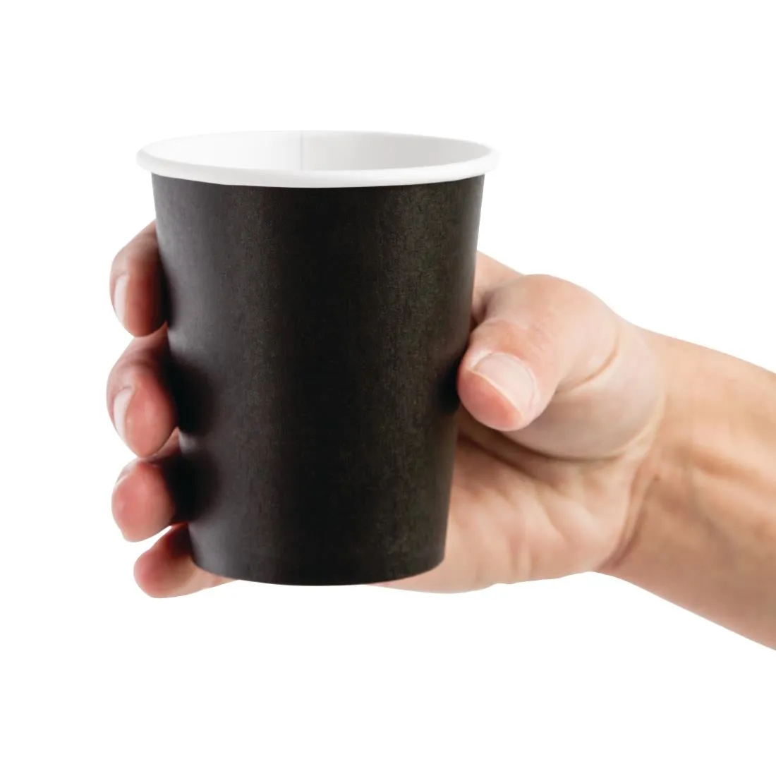 GF041 Fiesta Recyclable Coffee Cups Single Wall Black 225ml / 8oz (Pack of 50)