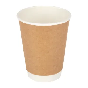 GP440 Fiesta Disposable Coffee Cups Double Wall Kraft 340ml / 12oz (Pack of 500) GP440