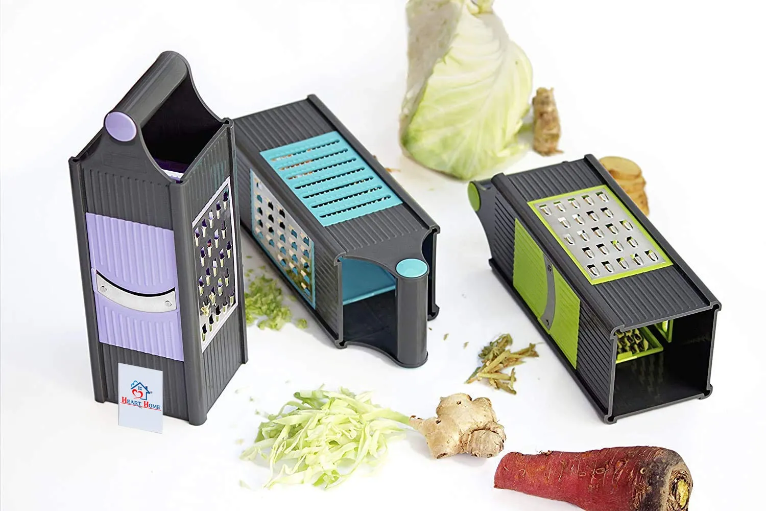 Heart Home Plastic 4 in 1 Vegetable Slicer/Potato Chips Maker Grater with 4 Sides Vegetable Choppers-Potato Chips Maker Vegetable Potato Slicer and Smooth Grip (Multi)-HEART10209