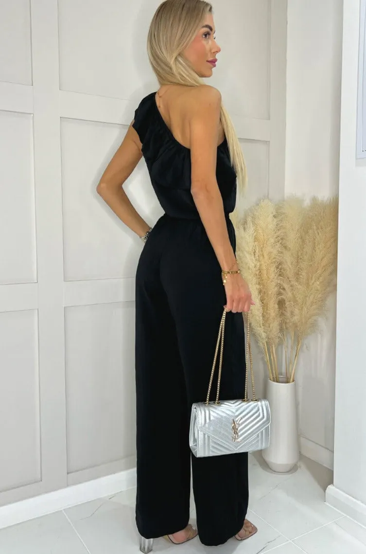Hilary Black One Shoulder Jumpsuit