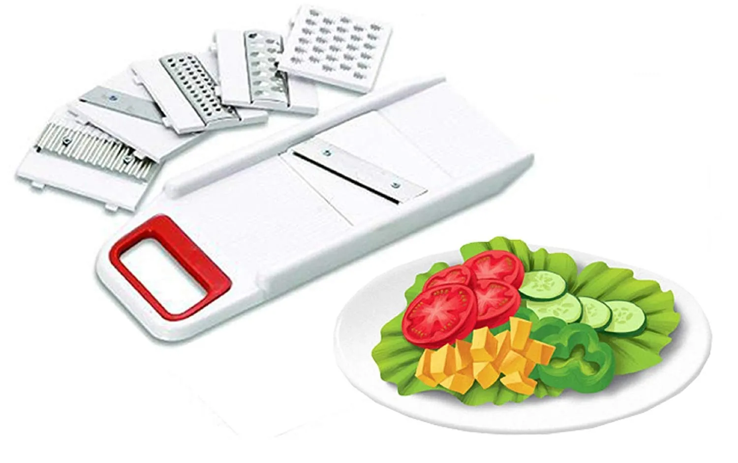 Kuber Industries Plastic 6 in 1 Multi Purpose Vegetable Slicer Grater (Multicolour)