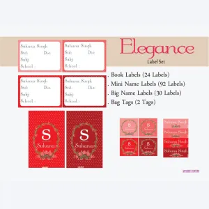 Label Set<br/>Elegance Theme<br><span style="font-size: 11px; font-family:Helvetica,Arial,sans-serif;">Assorted pack containing 146 labels and 2 bag tags </span>