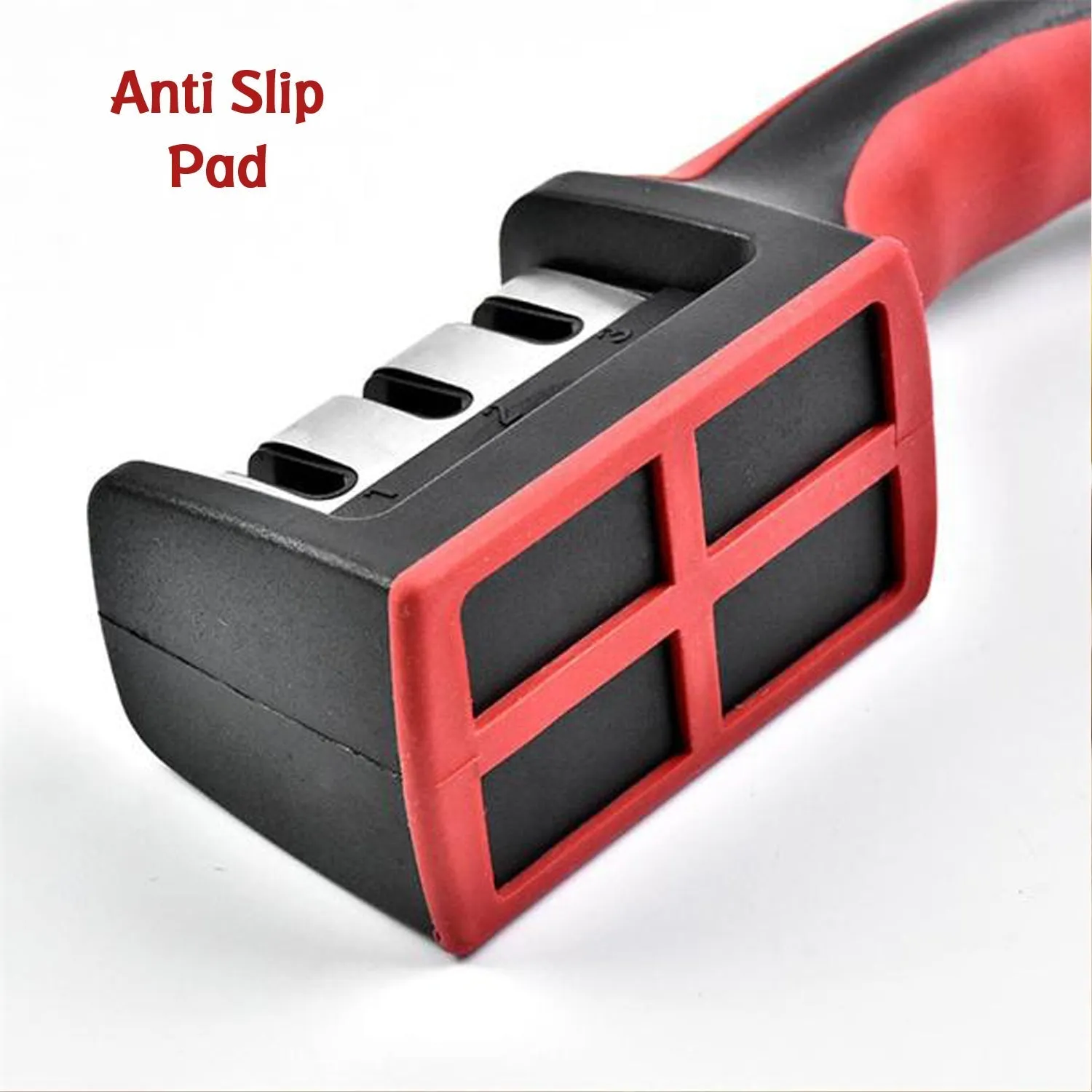 Manual Red Knife Sharpener 3 Stage Sharpening Tool for Ceramic Knife and Steel Knives.