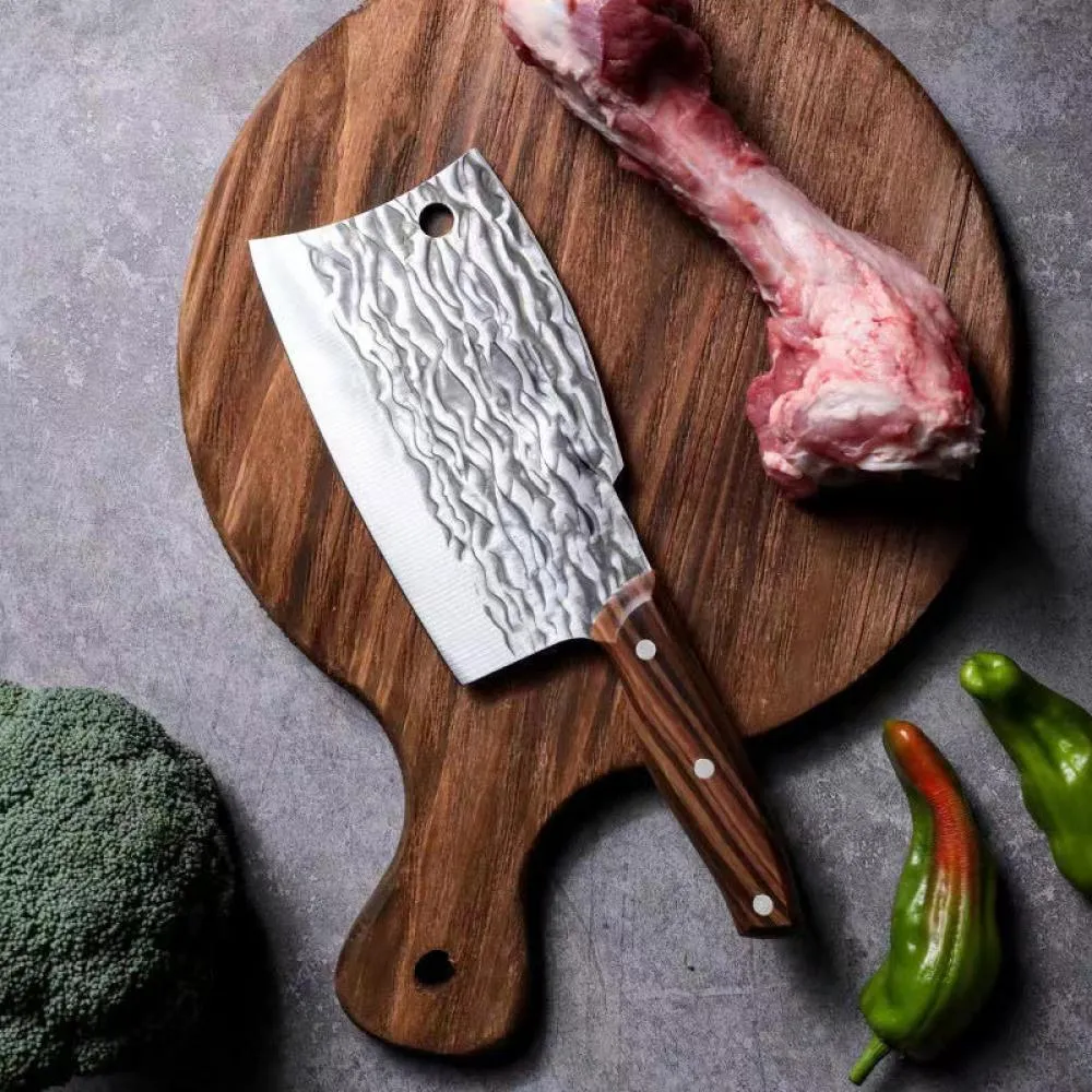 Meat Cleaver Knife Butcher Knife Bone Cutter Heavy Duty Multi-Purpose Dual Edges Kitchen Chopping Knife for Meat Cutting Chinese Chef Knife