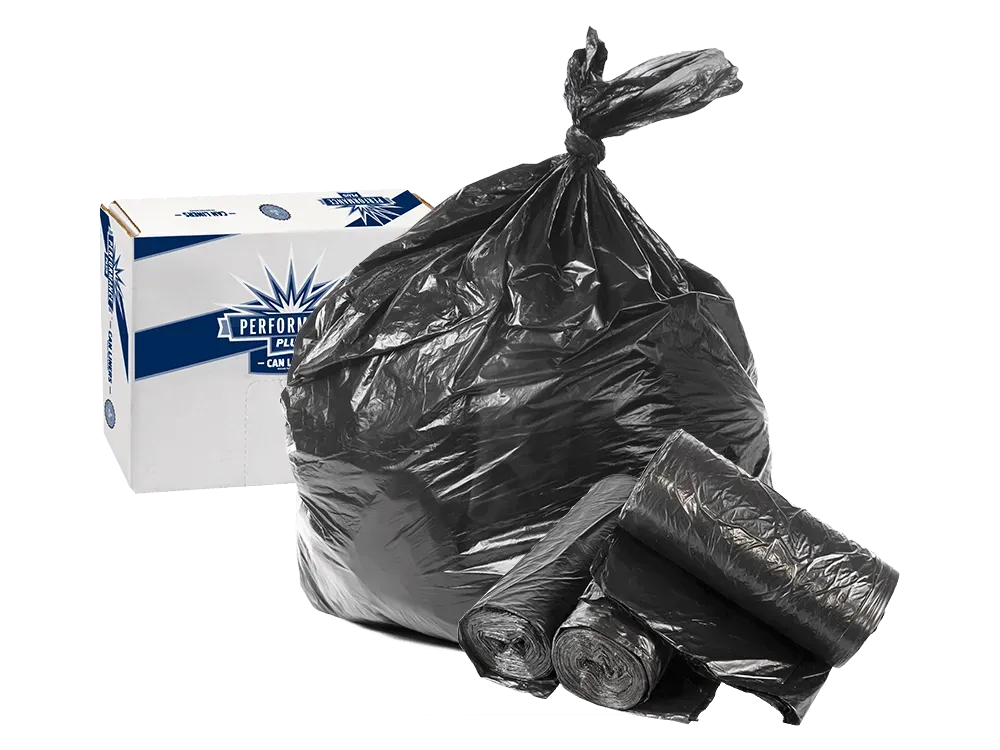 Performance Plus 1.5EQ Mil 56 Gal Low Density Can Liner, 43" x 47", Black - Case of 100