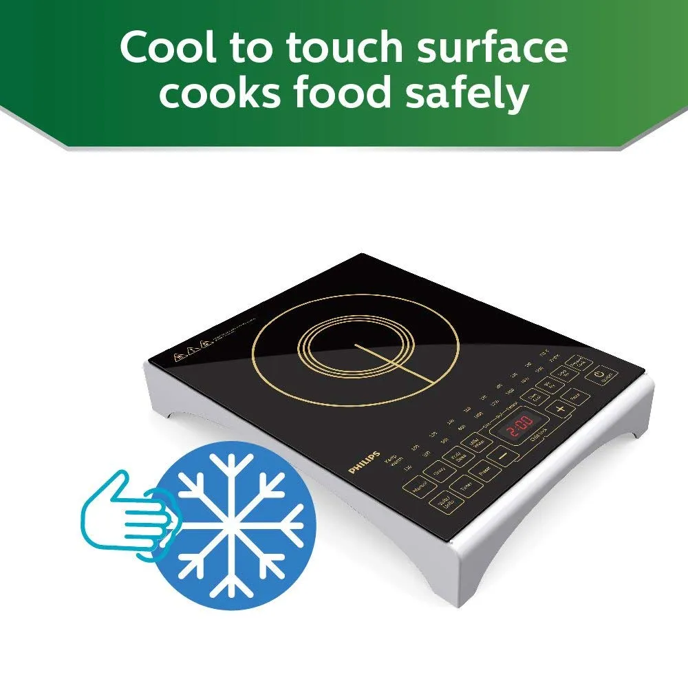 Philips HD4938/01 Viva Collection  2100-Watt Induction Cooktop with Sensor Touch (Black)