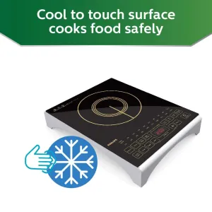 Philips HD4938/01 Viva Collection  2100-Watt Induction Cooktop with Sensor Touch (Black)