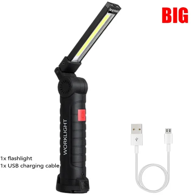 Portable Multifunctional COB LED Folding Work Light 5 Modes Strong Light Flashlight USB Rechargeable Outdoor Camping Torch