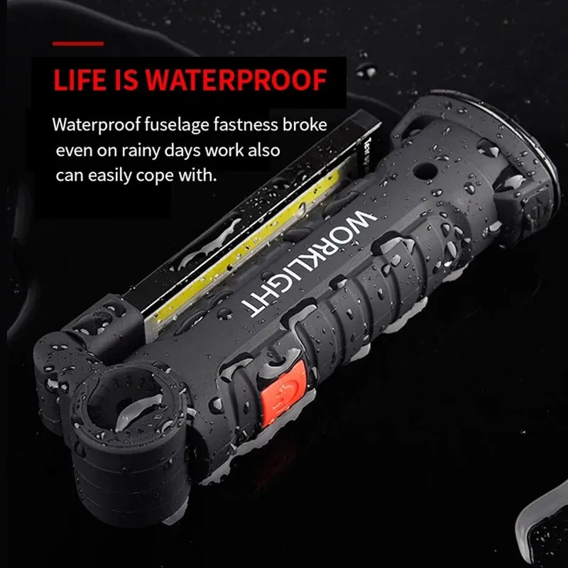 Portable Multifunctional COB LED Folding Work Light 5 Modes Strong Light Flashlight USB Rechargeable Outdoor Camping Torch