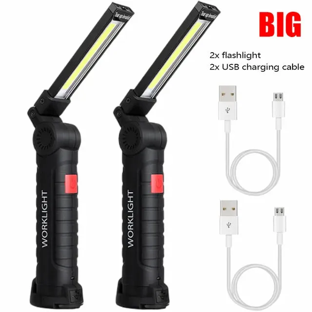 Portable Multifunctional COB LED Folding Work Light 5 Modes Strong Light Flashlight USB Rechargeable Outdoor Camping Torch