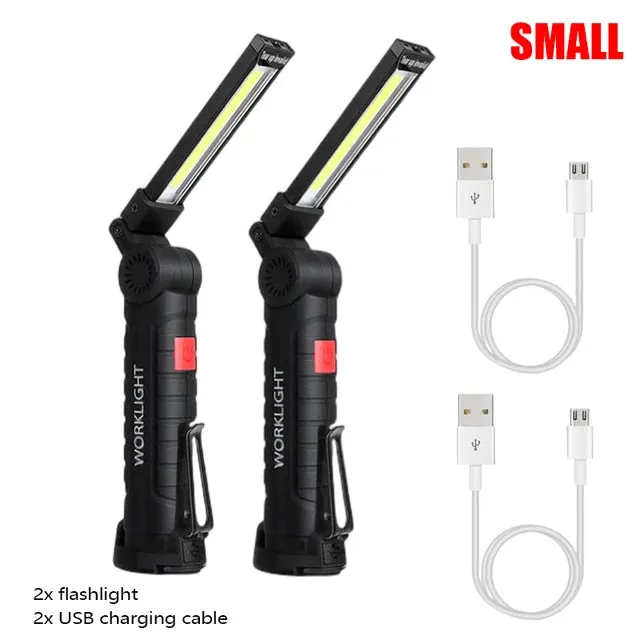 Portable Multifunctional COB LED Folding Work Light 5 Modes Strong Light Flashlight USB Rechargeable Outdoor Camping Torch