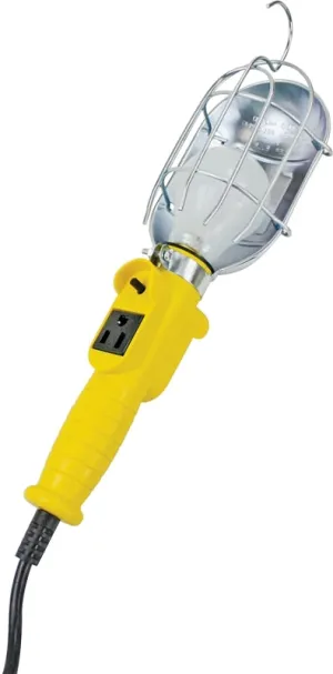 PowerZone ORTL010625 Work Light with Metal Guard and Single Outlet, 12 A, Incandescent Lamp, 25 ft L Cord, Yellow :EA: QUANTITY: 4