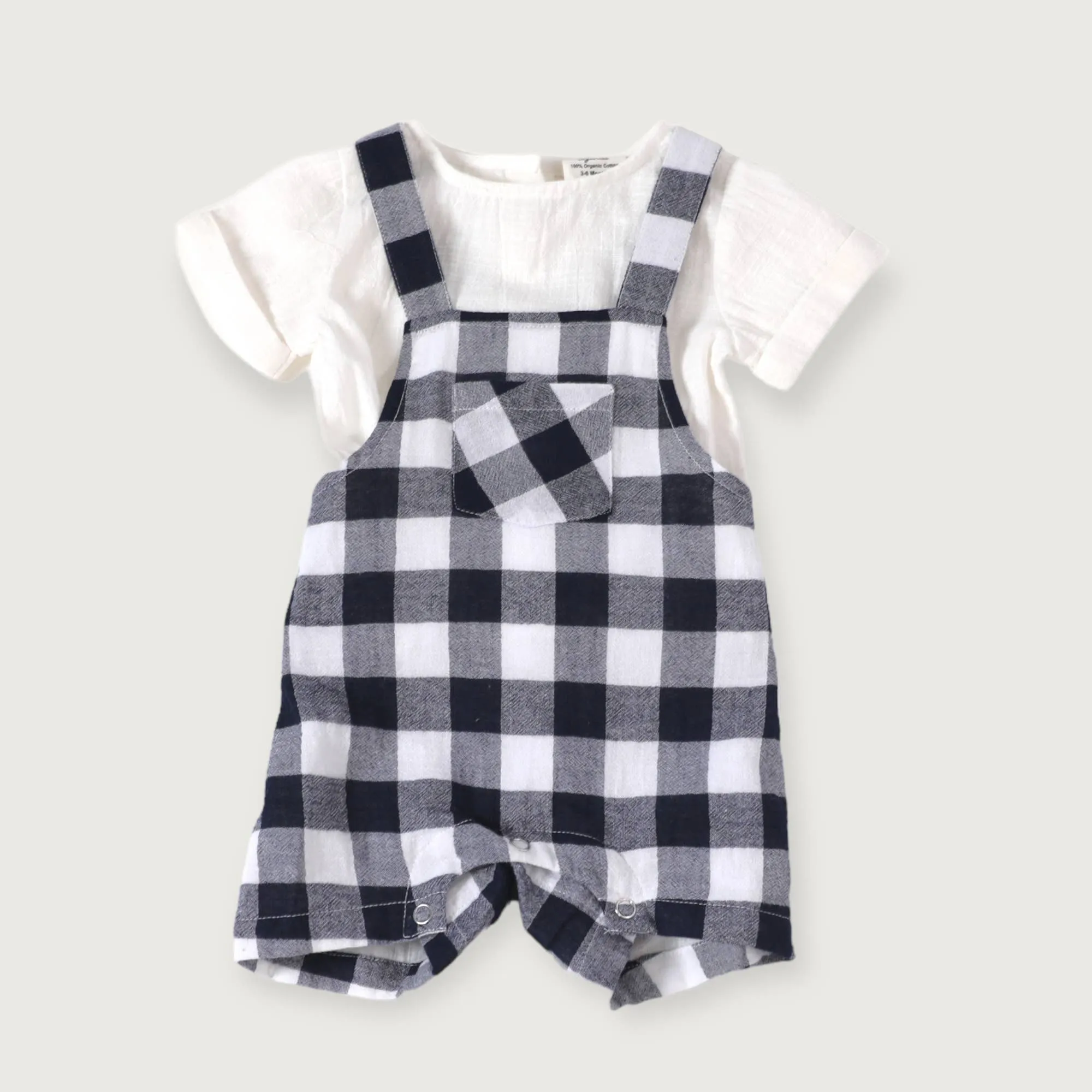 Raphael Checker Gingham Romper & Shirt Set