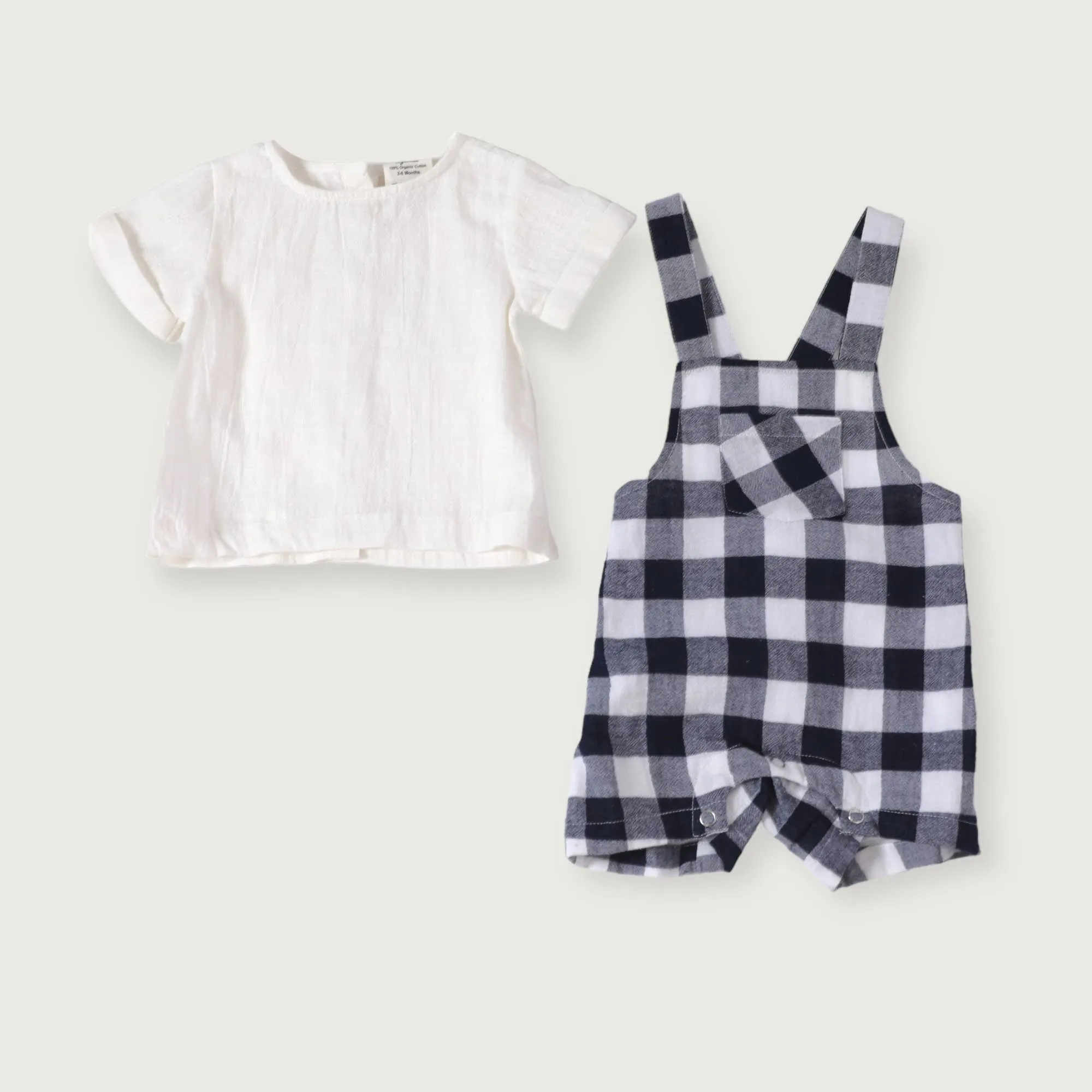 Raphael Checker Gingham Romper & Shirt Set