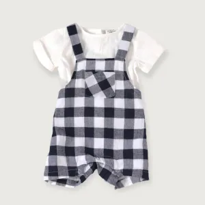 Raphael Checker Gingham Romper & Shirt Set