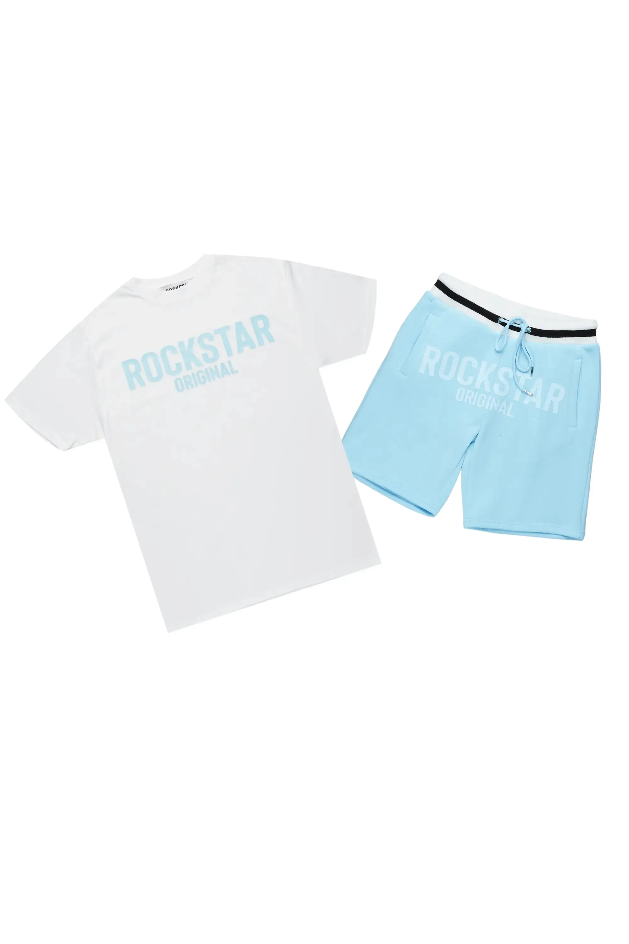 Sana White/Blue Short Set