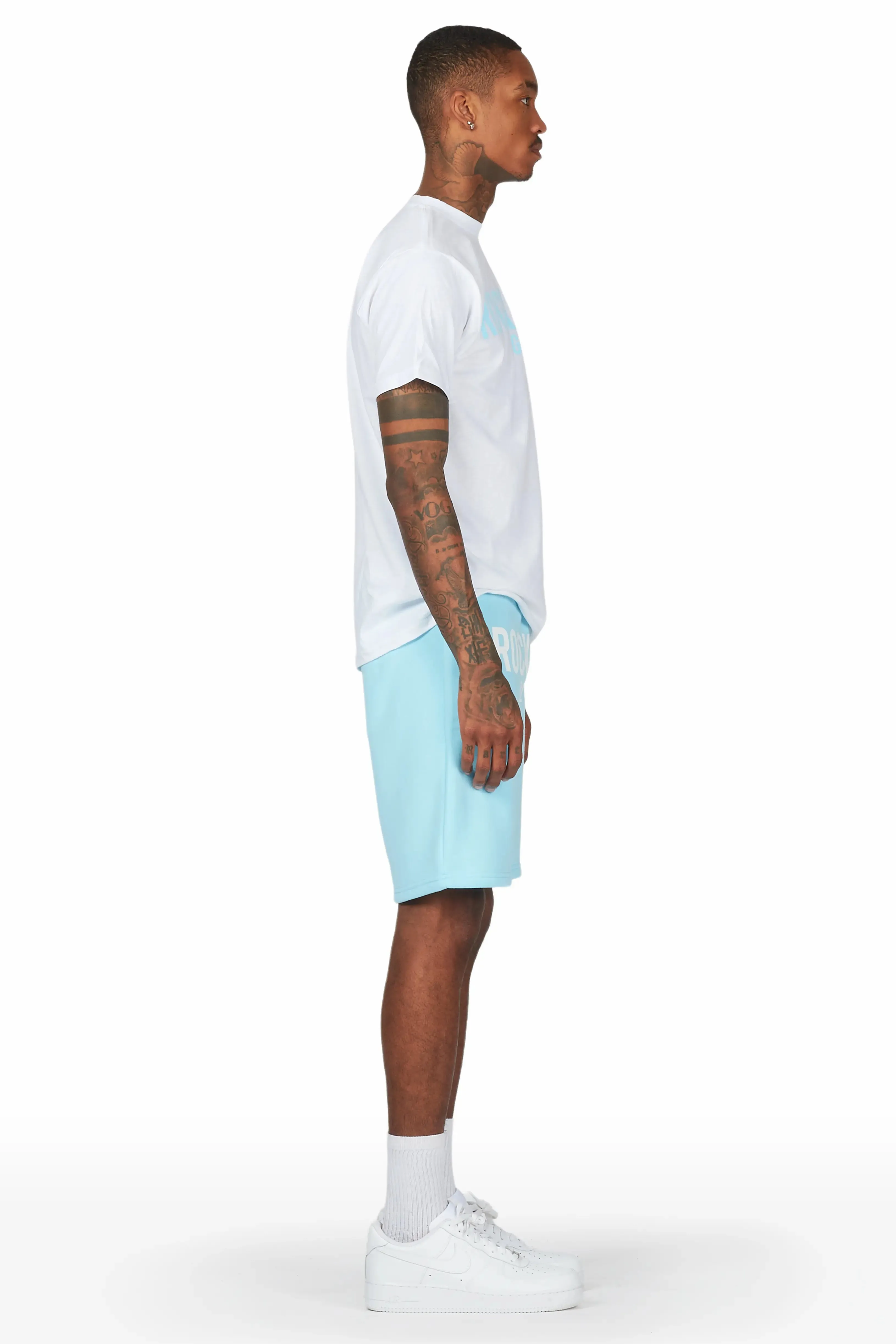 Sana White/Blue Short Set
